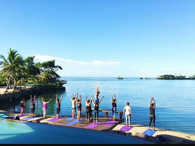 Yoga sessions on the poolside with breath breaking view of the ocean