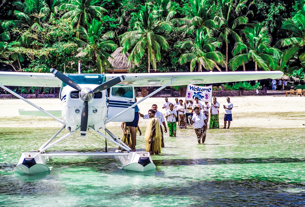 Departing the beach with the seaplane