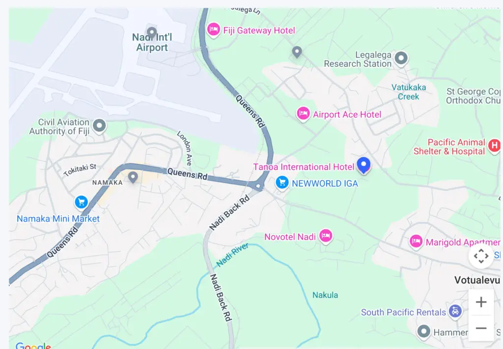 Map show the distance between the airport and the venue